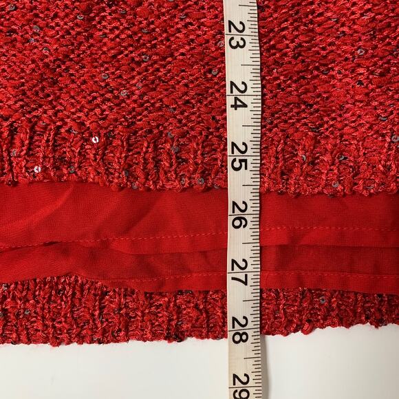APT 9 Red Sequins Knit Long Sleeve Sweater XL - Picture 8 of 8